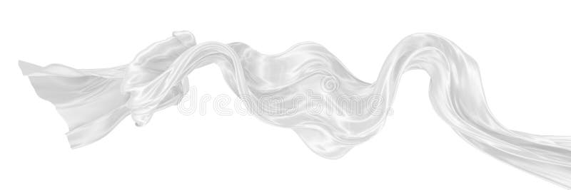 Beautiful flowing fabric of white wavy silk or satin. 3d rendering image royalty free illustration