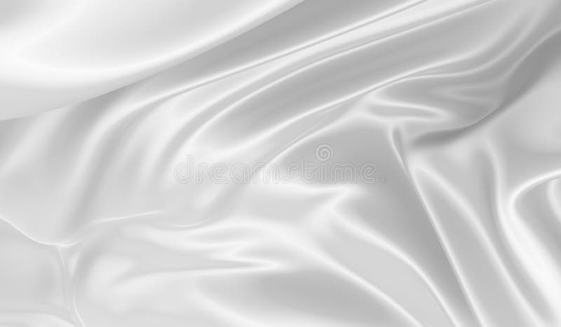 Beautiful flowing fabric of white wavy silk or satin. 3d rendering image. royalty free illustration