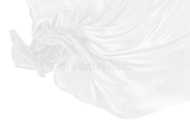 Beautiful flowing particles. White wavy shape made of small cubes. 3D rendering image royalty free illustration