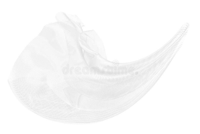 Beautiful flowing particles. White wavy shape made of small cubes. 3D rendering image royalty free illustration