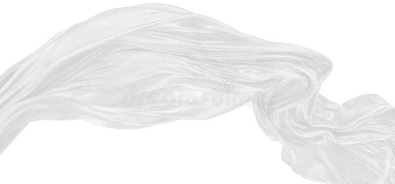 Beautiful flowing particles. White wavy shape made of small cubes. 3D rendering image stock illustration