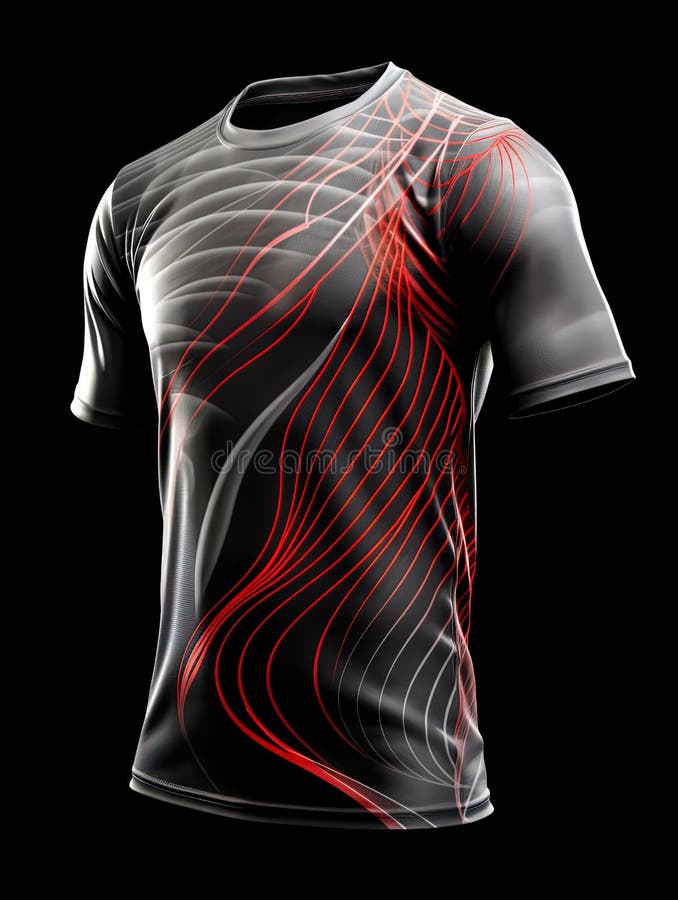 Beautiful flowing striped design of a t-shirt. Generative AI vector illustration