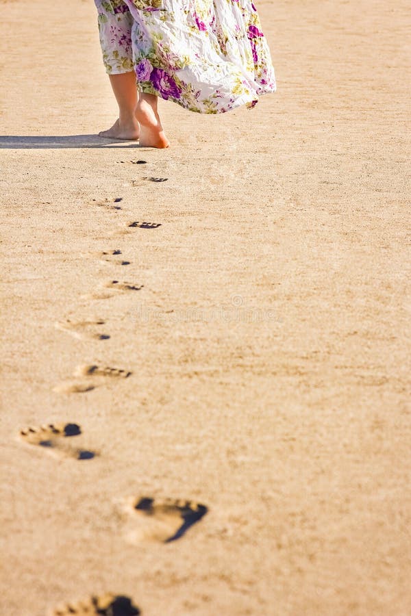 A Beautiful Foot Footprints In The Sand Killing On Nature Background ...