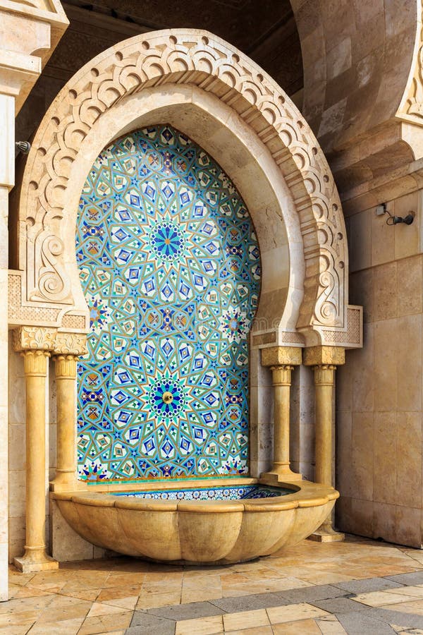 Mosaic And Fountain In Casablanca, Morocco Stock Photo - Image of ...