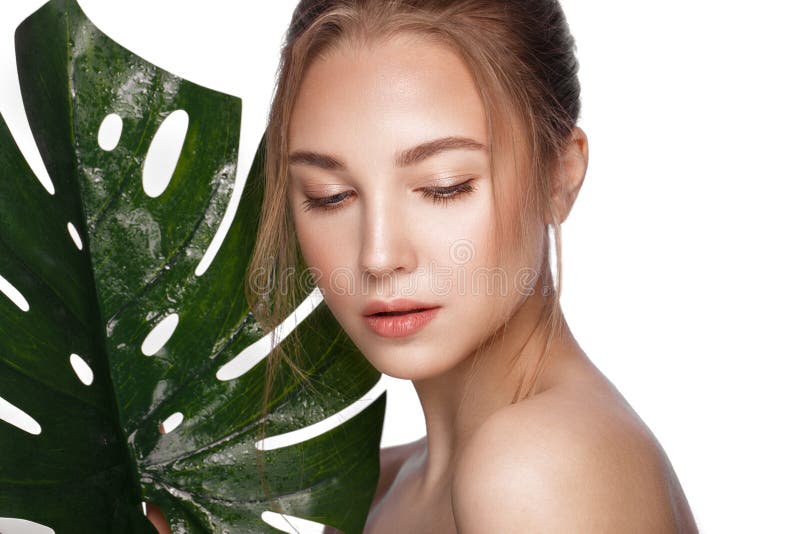 Beautiful fresh girl with perfect skin, natural make up. Beauty face. royalty free stock photos Beautiful fresh girl with perfect skin, natural make up. Beauty face. royalty free stock photos