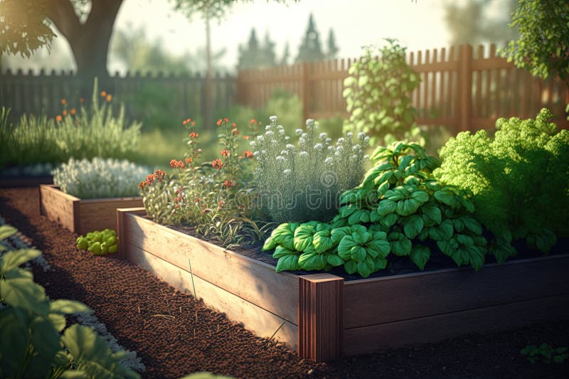 A Beautiful Garden Bed of WPC, Seedlings Grow Inside the Garden Bed