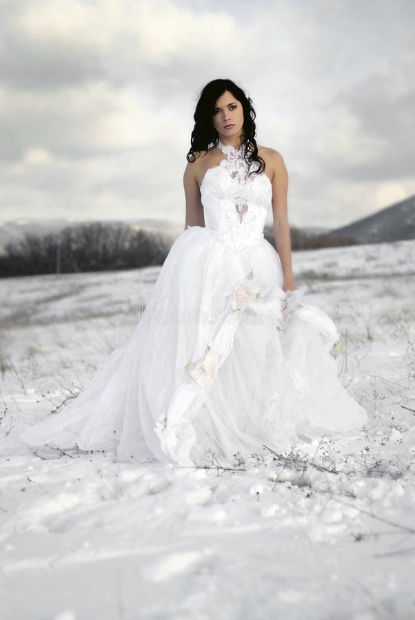 The beautiful gentle girl in white dress