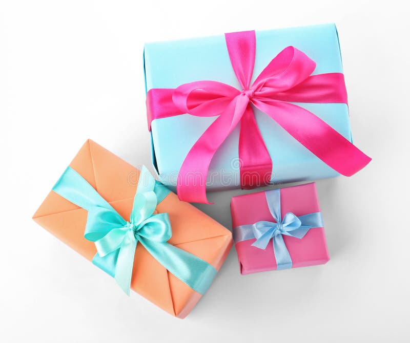 Beautiful Gift Boxes with Ribbons Stock Image Image of stylish