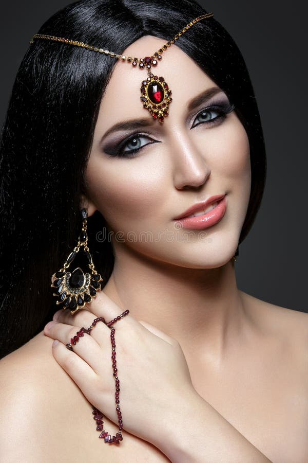 Girl with Arabic Makeup Stock Photo of eyeshadows, 76088158