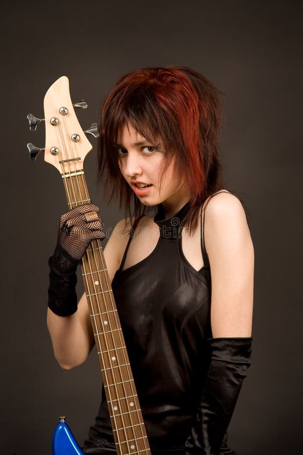 Beautiful Girl With Bass Guitar Picture. Image: 5294084
