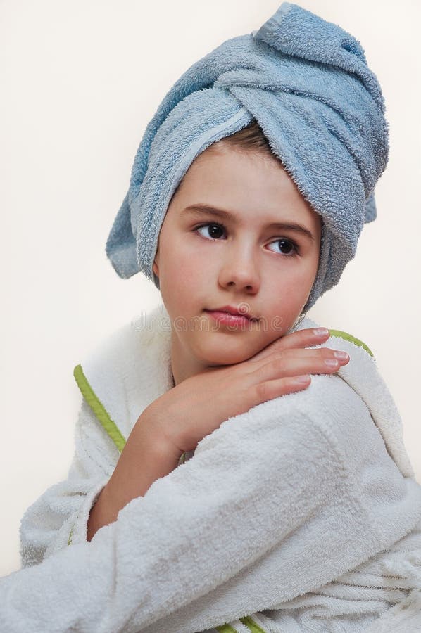 Beautiful Girl with Bathrobe in Hotel Stock Photo Image of cute, home
