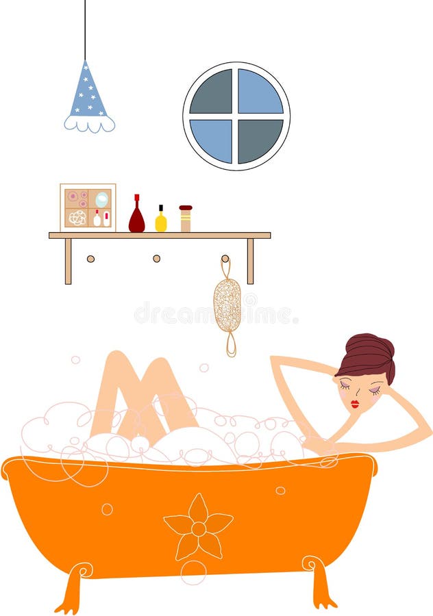 Girl in bathroom stock vector. Illustration of painting 10451513
