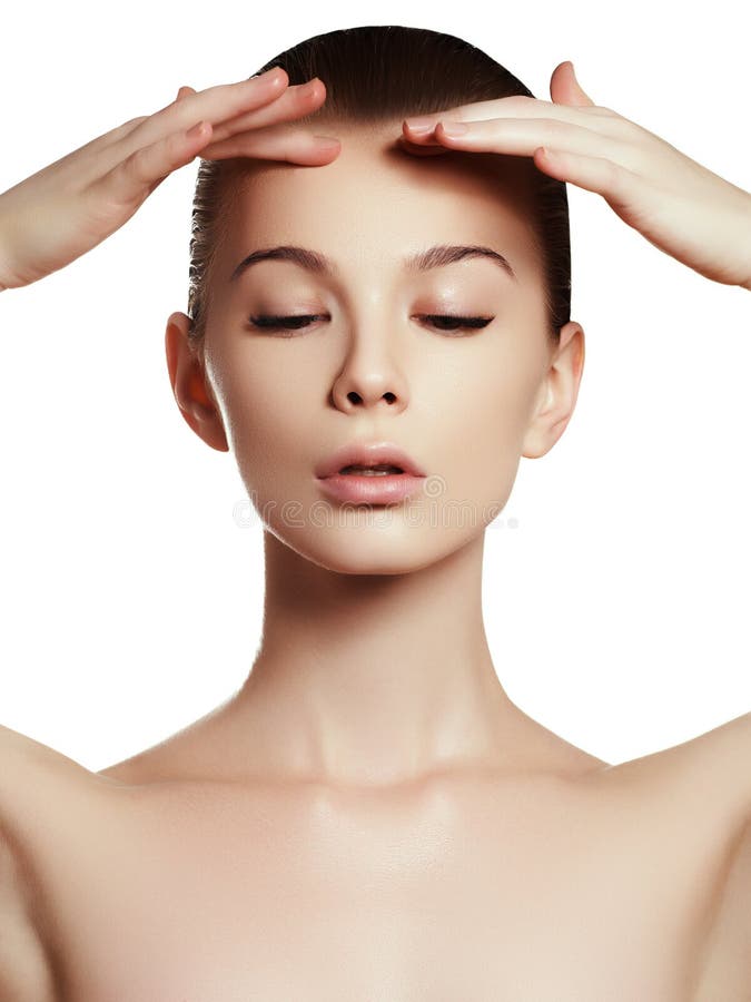 Beautiful girl with beautiful makeup, youth and skin care concept royalty free stock image Beautiful girl with beautiful makeup, youth and skin care concept royalty free stock image