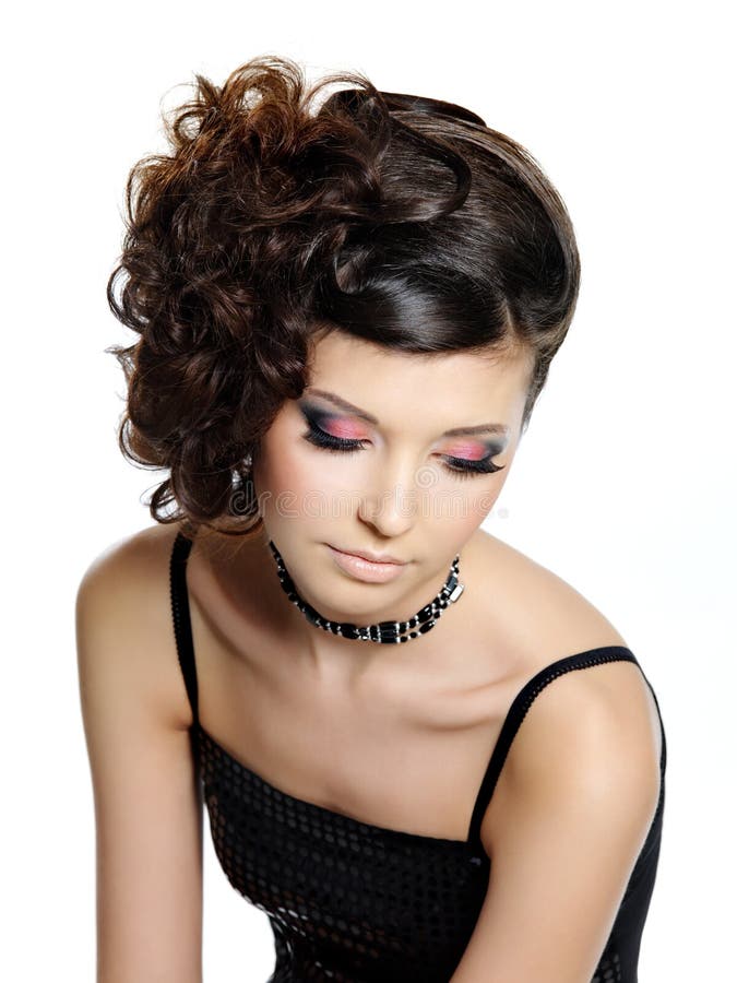 Beautiful girl with bright glamour eye make-up