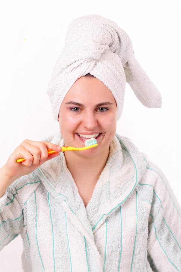 Beautiful Girl Brushes Her Teeth Stock Photo Image of charm, hygiene