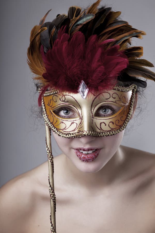 Beautiful Girl With A Carnival Mask Stock Image - Image of harmony ...