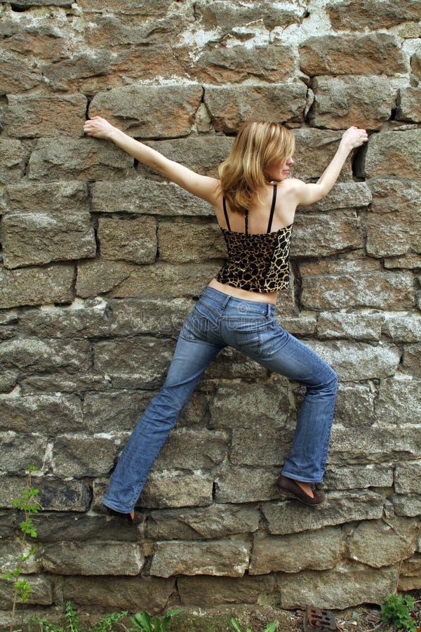 Beautiful girl climbing stock image. Image of rock, attractive 2465947