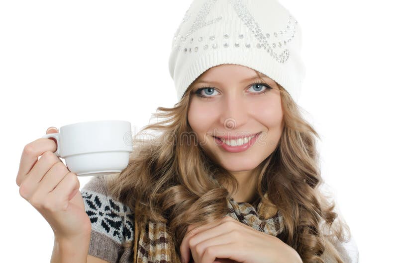 Beautiful Girl with a Coffee Cup Stock Image - Image of aroma, female ...