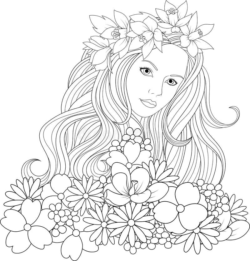 Beautiful girl coloring pages Royalty Free Vector Image