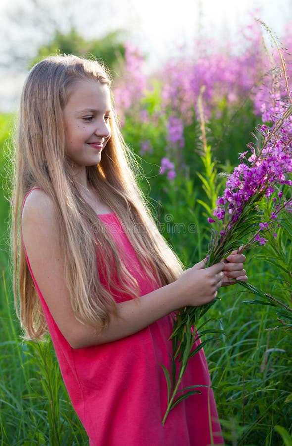 Beautiful girl with flowers