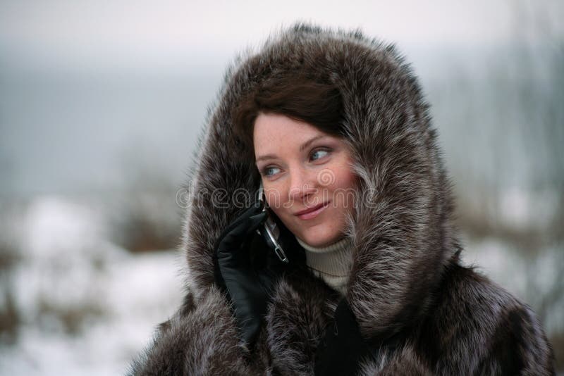Beautiful Girl in a Fur Coat Stock Photo Image of ladies, modelling 1545728