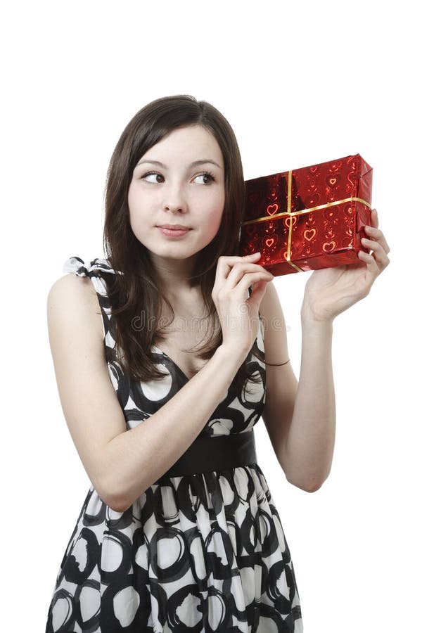 Beautiful girl with gift