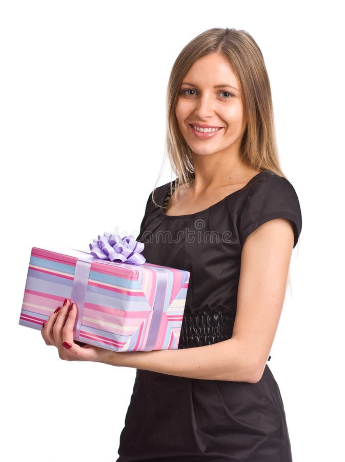 Beautiful girl with gift box