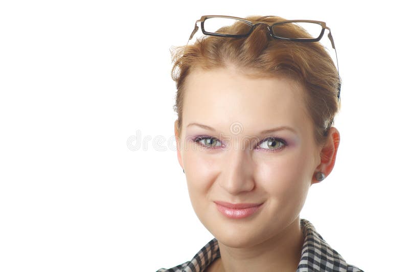 Beautiful Girl With Glasses On White Stock Image Image