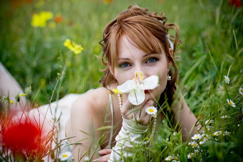 Beautiful girl in grass