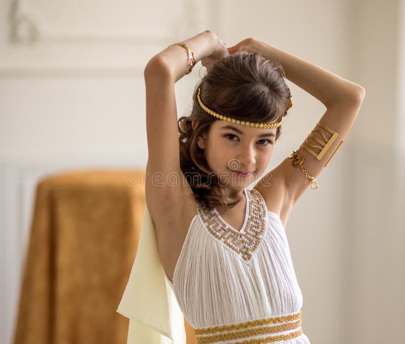 Beautiful Girl in Greek Dress Stock Image - Image of lace, greece: 143447413