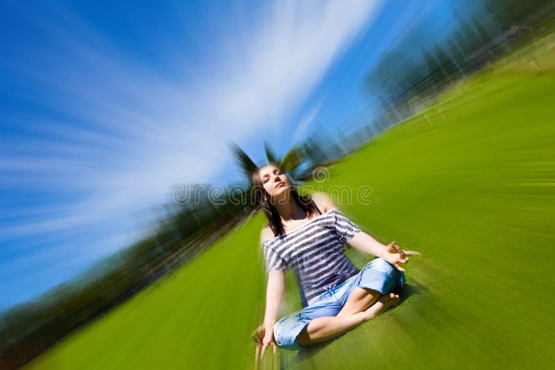 Beautiful Girl on green field