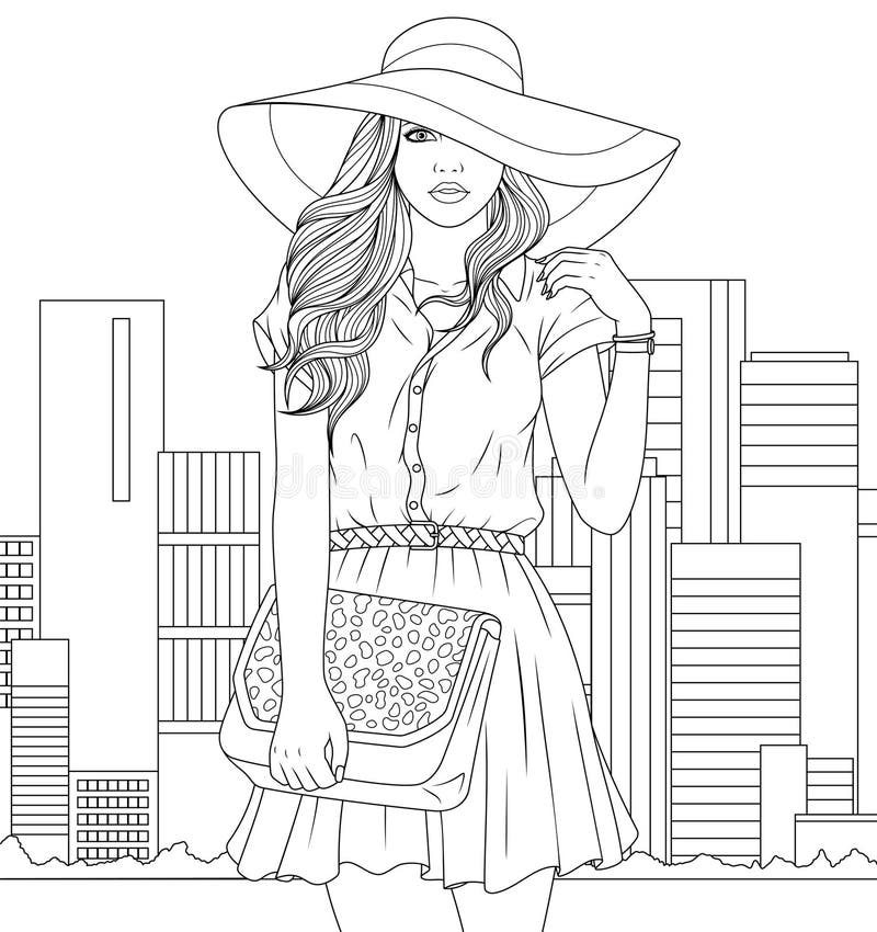 Beautiful Girl Coloring Pages Stock Vector - Illustration of coloring