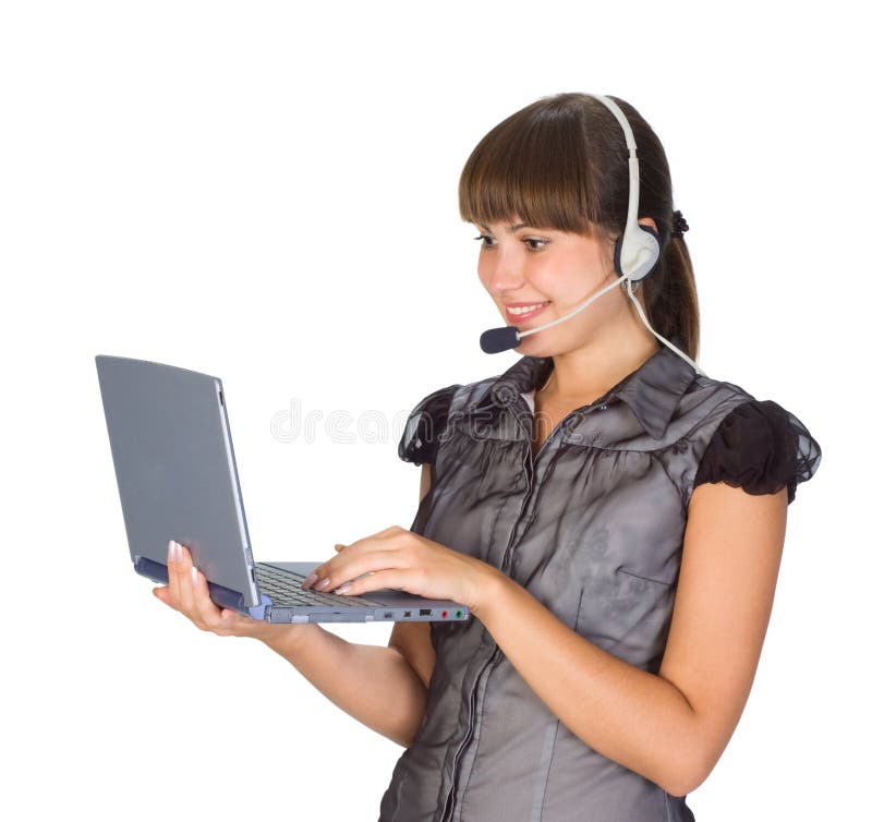 Beautiful girl in headset stock photo. Image of girl 16116808