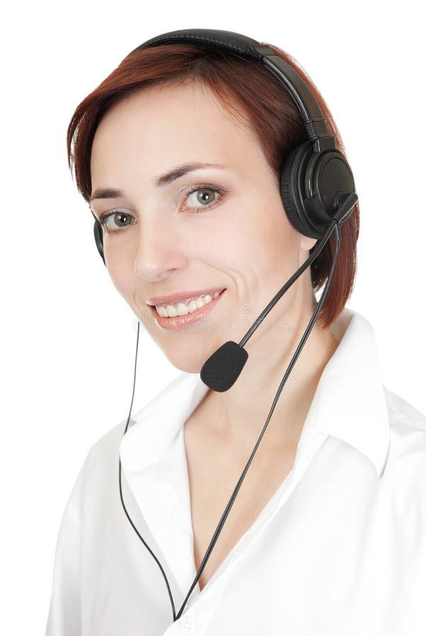Girl with headset. stock photo. Image of expressive, equipment 18250962