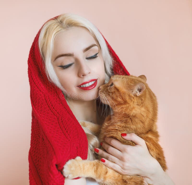 Beautiful girl and her cat. royalty free stock photos Beautiful girl and her cat. royalty free stock photos