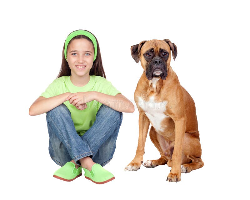 Beautiful girl and her dog