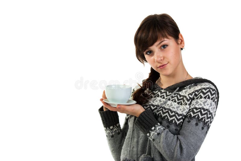 Beautiful Girl Holding A Cup Of Tea Stock Image Image of drinking
