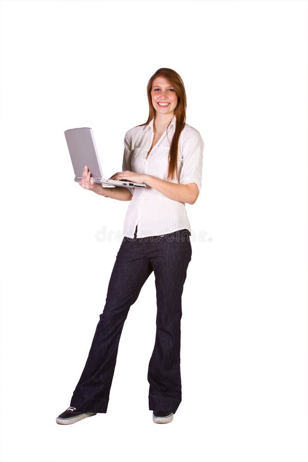 Beautiful Girl Holding a Laptop Stock Image Image of pretty, office