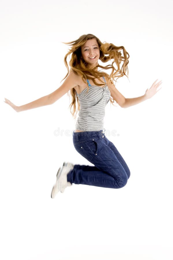 Beautiful girl jumping