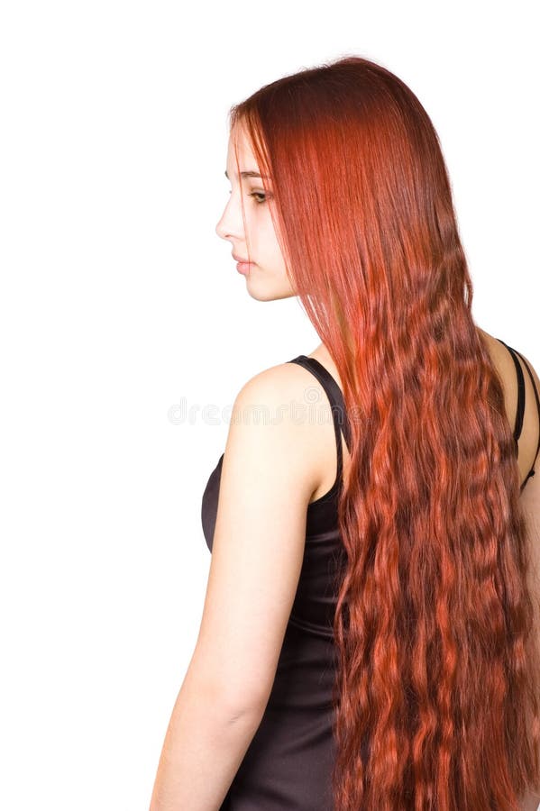 Beautiful girl with long red culry hair