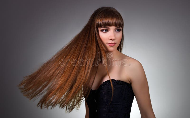 Beautiful girl with long straight hair royalty free stock images Beautiful girl with long straight hair royalty free stock images
