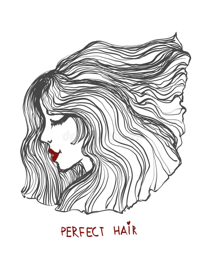 Beautiful Girl with Thick Wavy Hair. Beauty Salon Icon. Vector Illustration Line Art Stock Vector - Illustration of graphic, elegance: 120284395 Beautiful Girl with Thick Wavy Hair. Beauty Salon Icon. Vector Illustration Line Art Stock Vector - Illustration of graphic, elegance: 120284395