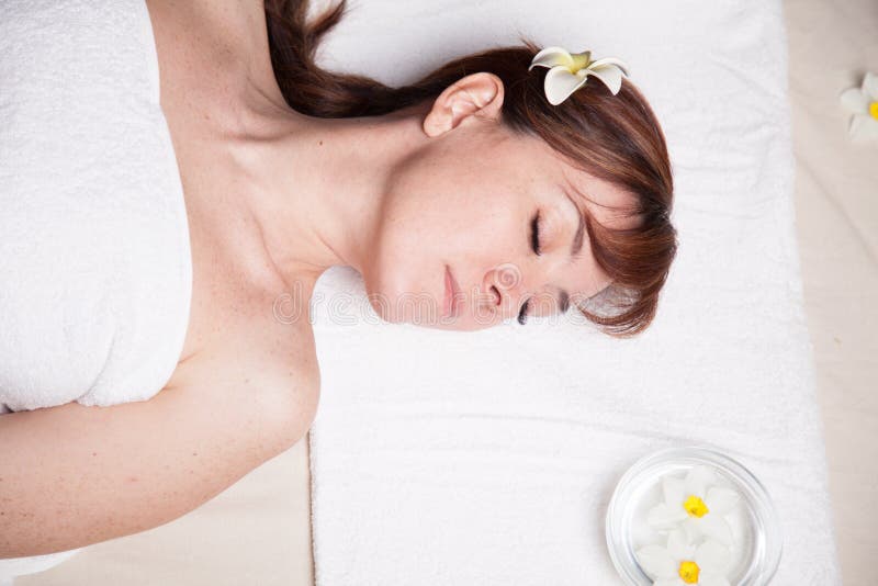 The Beautiful Girl Lying In Spa Massage Sauna Stock Image Image Of Pretty Happy 93394261