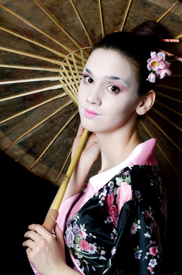 The beautiful girl with a make-up of the Japanese