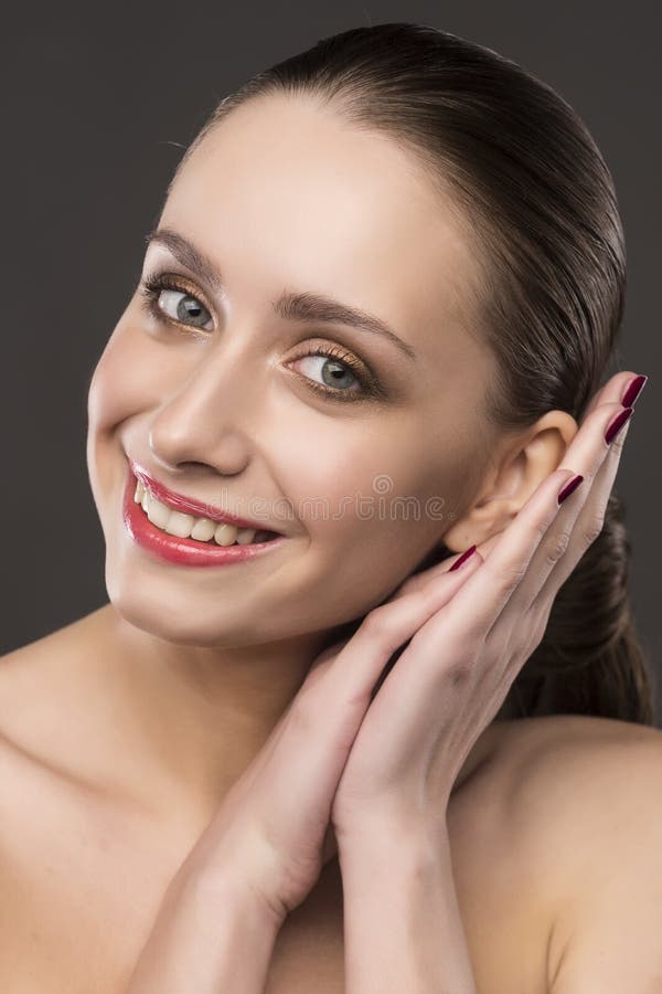 Beautiful Girl With Naked Shoulder On White Stock Photo 