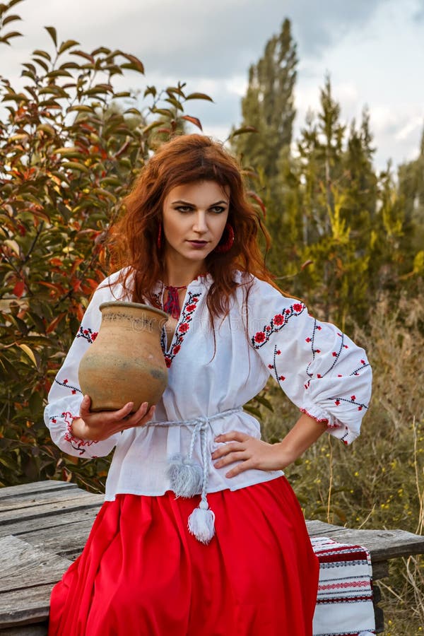 Beautiful Girl in the National Slavic Costume Stock Image - Image of ...