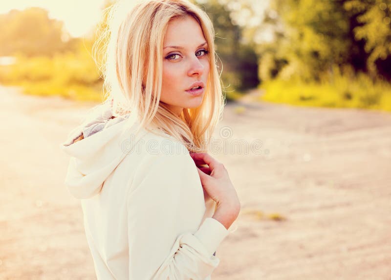 Beautiful Girl Outdoor In The Park Looking At You Stock Image Image 