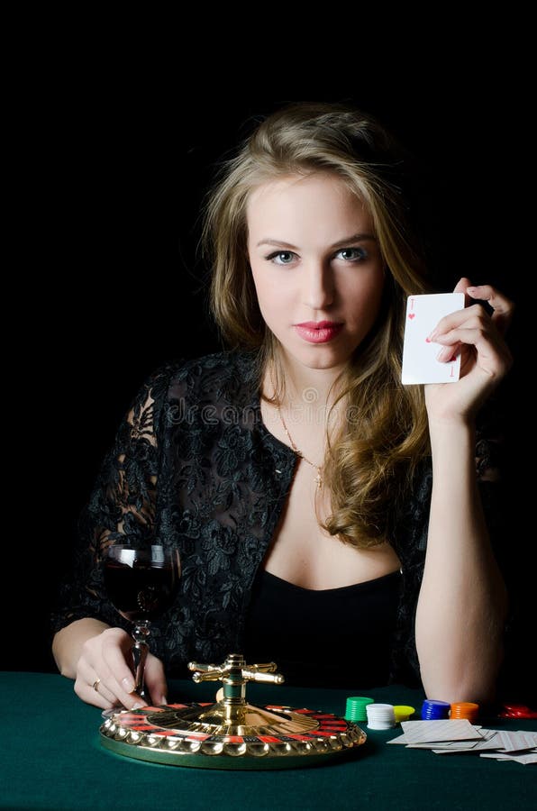 The beautiful girl with playing card