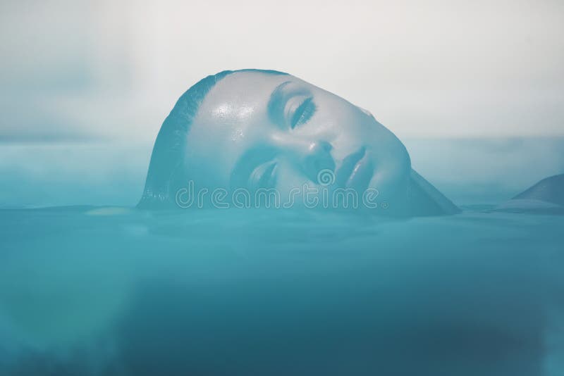 Beautiful Girl Portrait In Pool. Young Woman Relaxing At SPA.