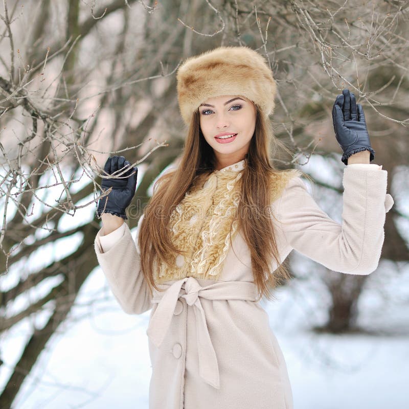 Beautiful Girl Portrait in Winter Stock Photo - Image of face, hair ...